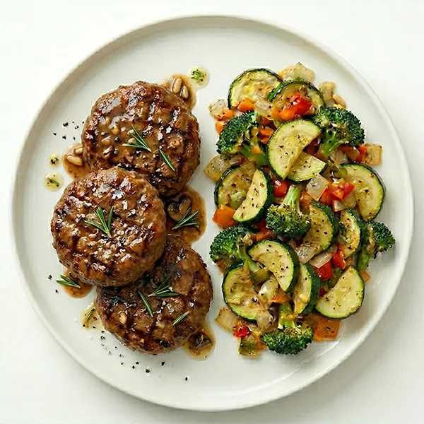 Salisbury Beef Patties With Oven Baked Vegetable